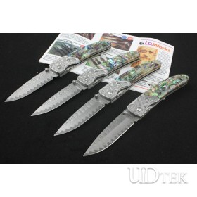 Abalone handle Damascus steel blade folding knife collection knife UD40920